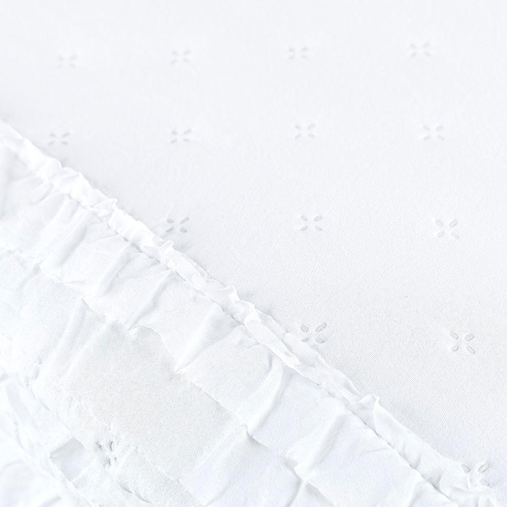 Cobre Leito King Micropercal 200 Fios Com Babado Malvinni Branco - 3 Peças - 3