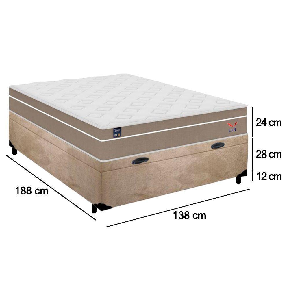Cama Box Baú Casal Suede + Colchão Lis Molas Ensacadas Plumatex 138cm ? Suporta Até 120 Kg Por Pessoa bege - 3