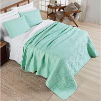 Cobre Leito King Dupla Face Riviera Micropercal 200 Fios Verde - 3 Peças - 3