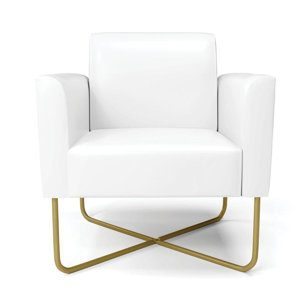 Kit 2 Poltronas Base X Industrial Dourado Marisa Corano Branco - 3