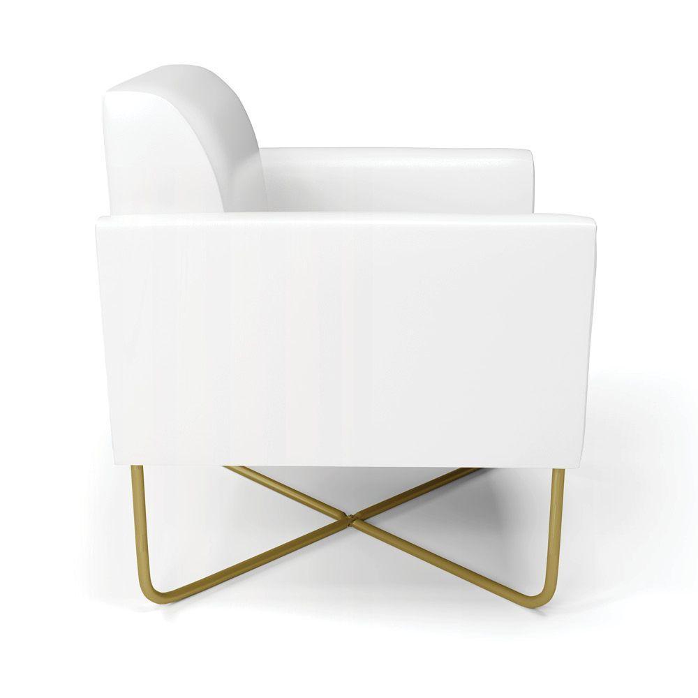 Kit 2 Poltronas Base X Industrial Dourado Marisa Corano Branco - 4
