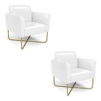 Kit 2 Poltronas Base X Industrial Dourado Marisa Corano Branco - 6