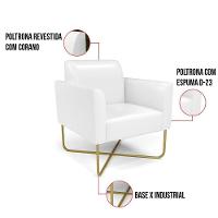 Kit 2 Poltronas Base X Industrial Dourado Marisa Corano Branco - 7