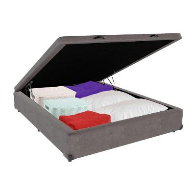 Cama Box Baú Viúvo Bravus 128x188x44 Cinza