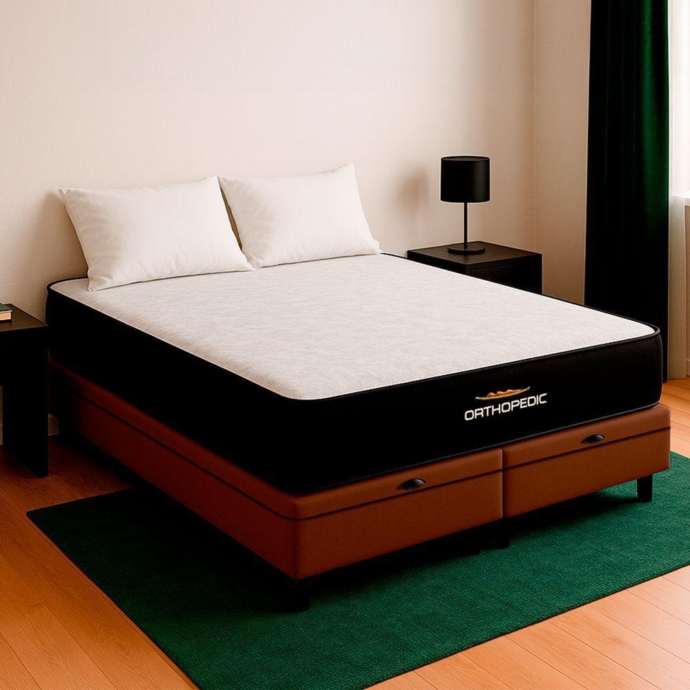 Cama Box King E Colchão Orthopedic D33 V-store Marrom - 1