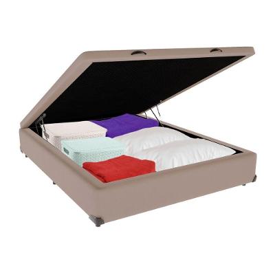 Cama Box Baú Casal Bege V-store 138x188x44