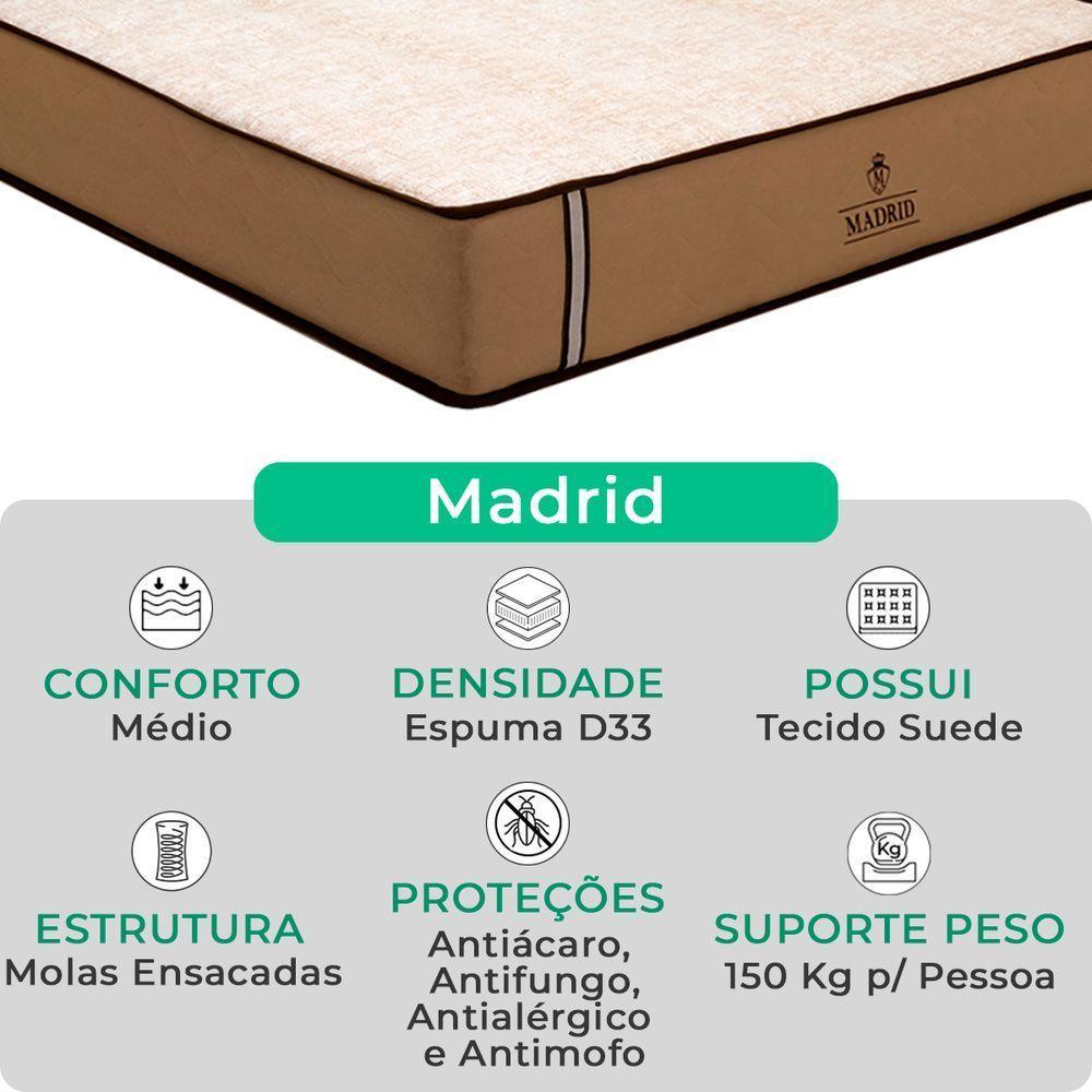 Cama Box Baú King Branco E Colchão Madrid Molas Vstore - 2