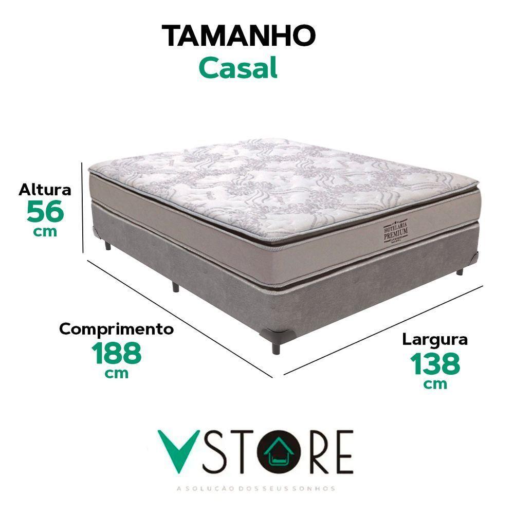 Cama Box Casal Cinza E Colchão Four Season Molas Vstore - 3
