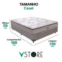 Cama Box Casal Cinza E Colchão Four Season Molas Vstore - 3