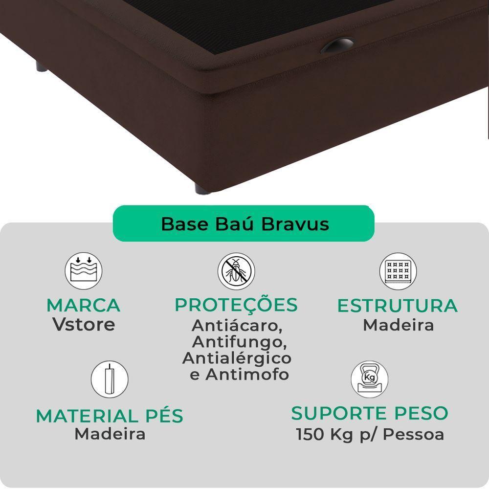 Cama Box Baú Solteirão Bravus 96x203x44 Marrom - 2