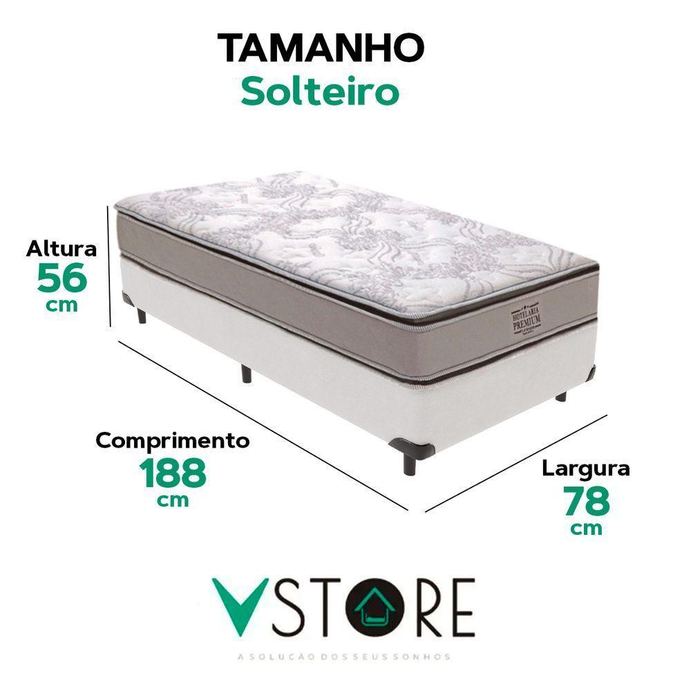 Cama Box Branco E Colchão Four Season Molas Vstore 78x188x30 - 3