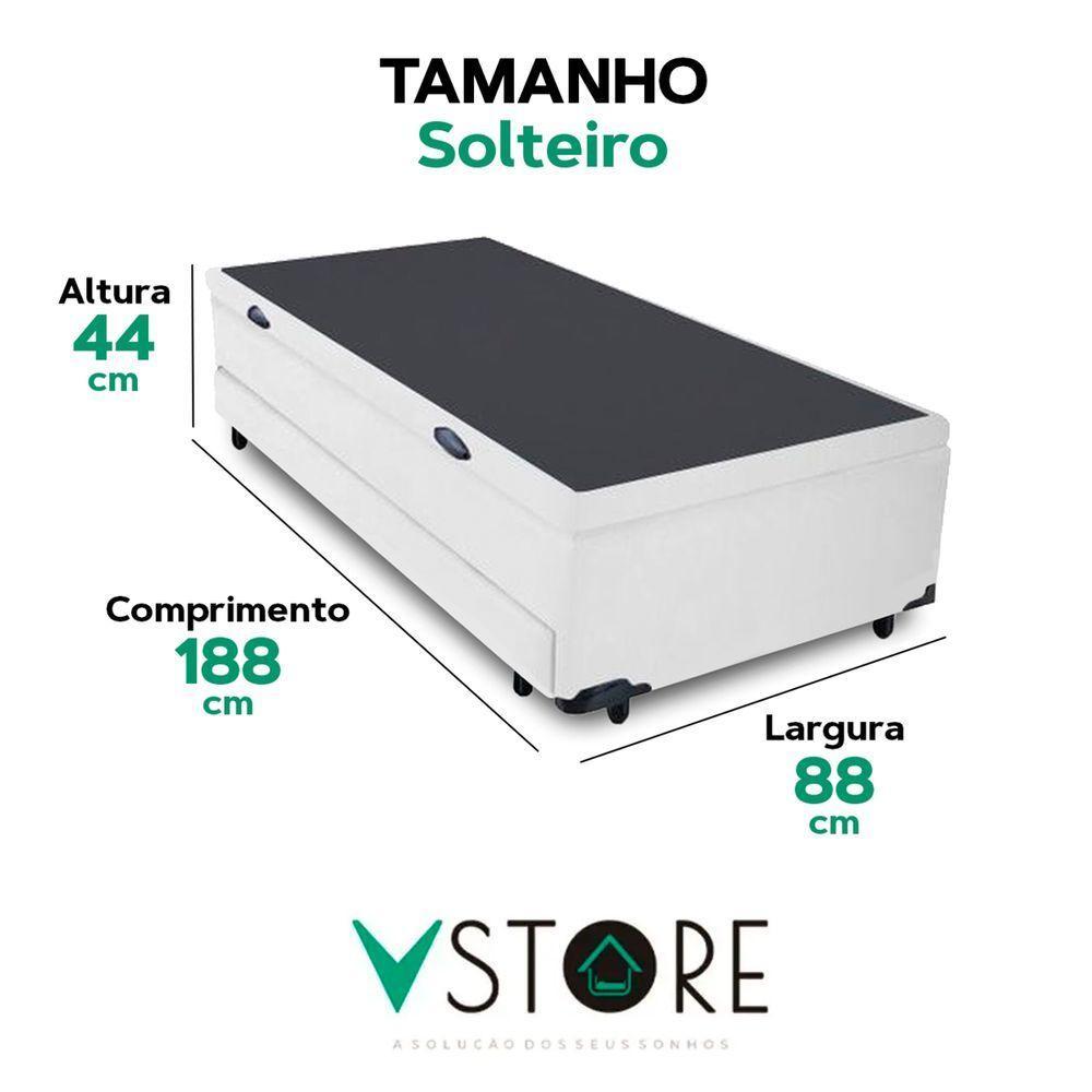 Bicama Box Com Baú Solteiro Branco 88x188x44 V-store - 3