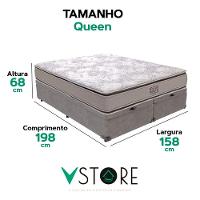 Cama Box Baú Queen Cinza E Colchão Four Season Molas Vstore - 3