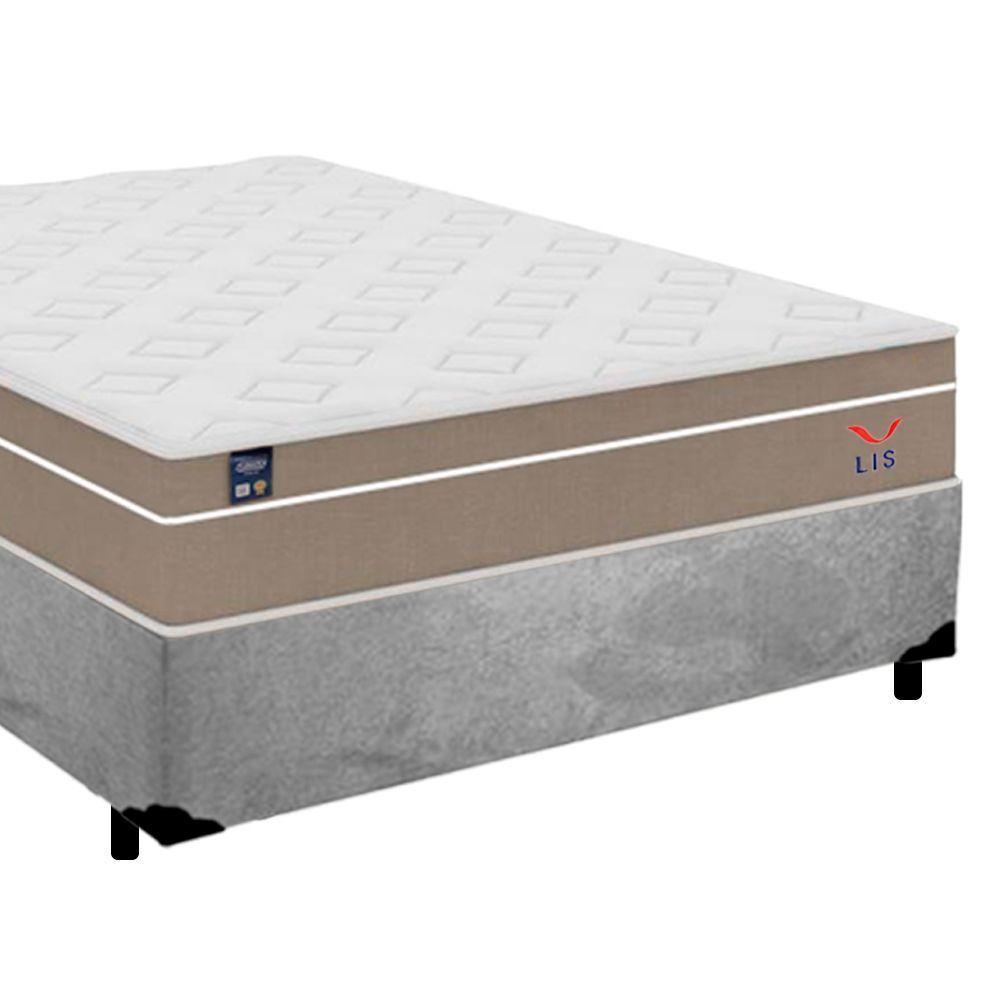Cama Box Casal Suede + Colchão Lis Molas Ensacadas Superpocket Plumatex 138x188x64cm cinza - 7