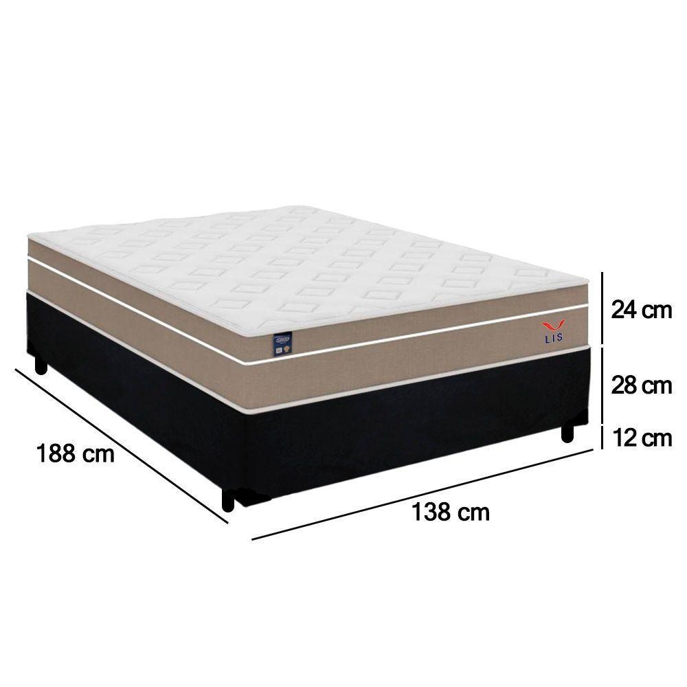 Cama Box Casal Suede + Colchão Lis Molas Ensacadas Superpocket Plumatex 138cm ? Suporta Até 120 Kg Por Pessoa preto - 2