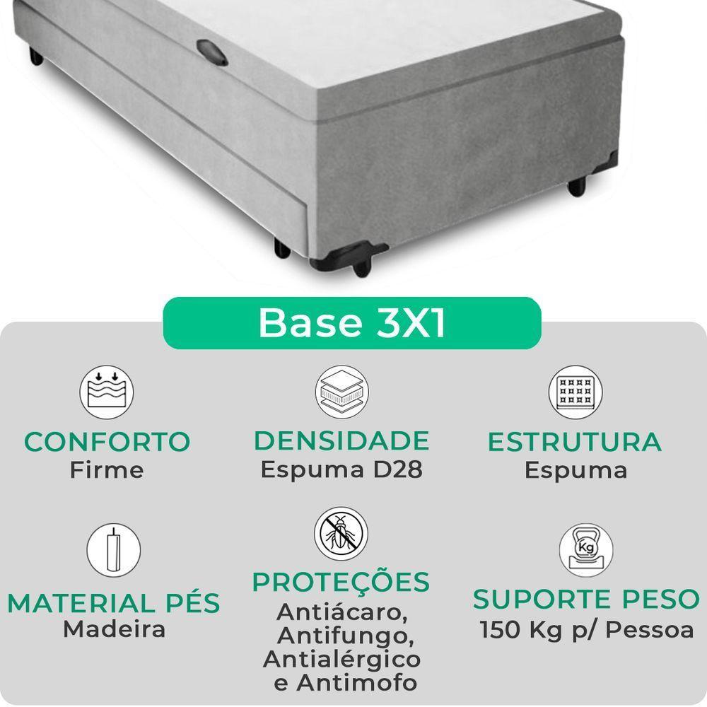 Bicama Box Com Baú Solteirão Cinza 96x203x44 V-store - 2