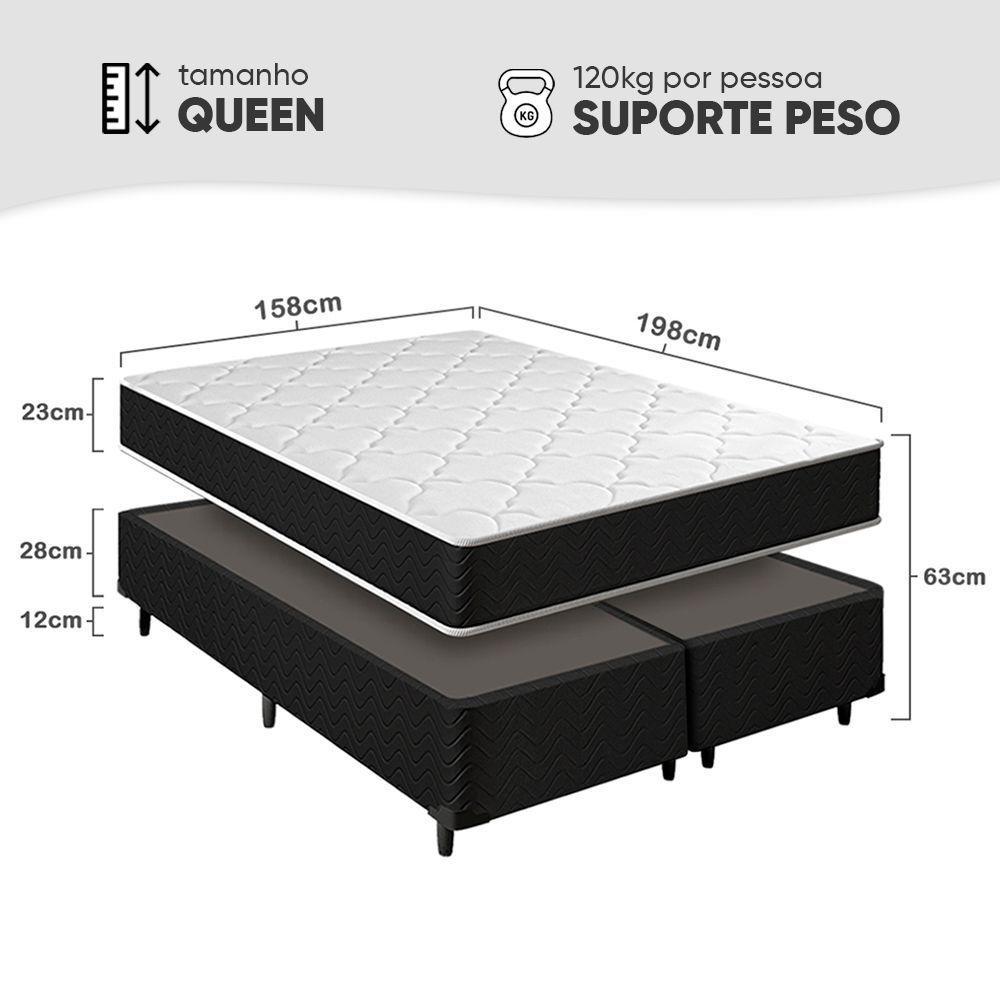 Cama Box Queen + Colchão Molas Ensacadas Pergola Europillow 158x198x63cm - 2