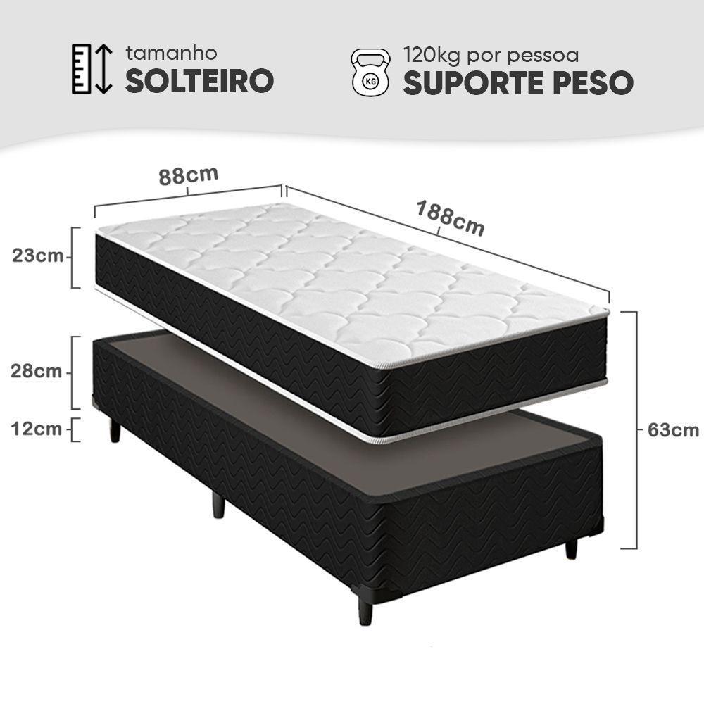 Cama Box Solteiro + Colchão Molas Ensacadas Pergola Europillow 88x188x63cm - 2