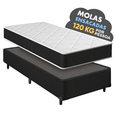 Cama Box Solteiro + Colchão Molas Ensacadas Pergola Europillow 88x188x63cm