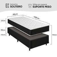 Cama Box Solteiro + Colchão Molas Ensacadas Pergola Europillow 88x188x63cm - 2