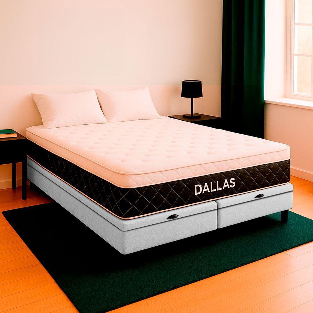 Cama Box King Branco Colchão Dallas Molas Vstore 193x203x20 - 1