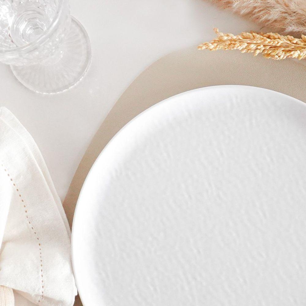 Prato Raso Melamina Texture 20cm Branco - 3