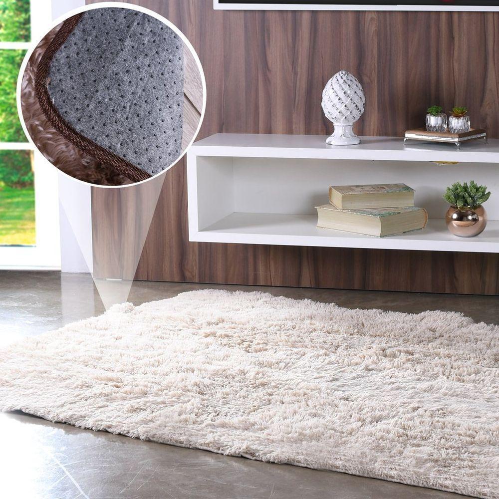 Tapete Fluffy Para Sala 100% Poliester 140x200cm Marfim - 5