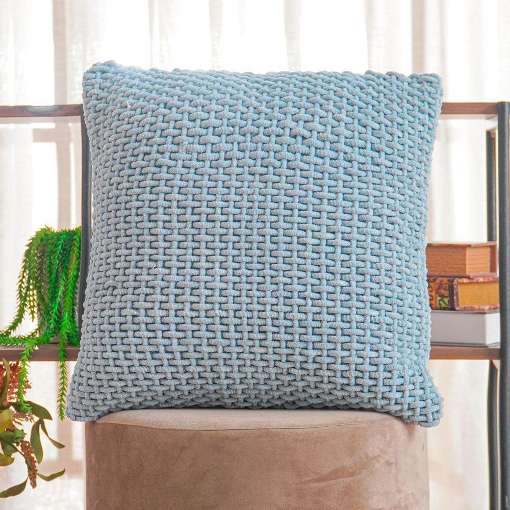 Capa De Almofada Trama New Decorativa 45x45cm 90% Algodão Bruma Azul - 2
