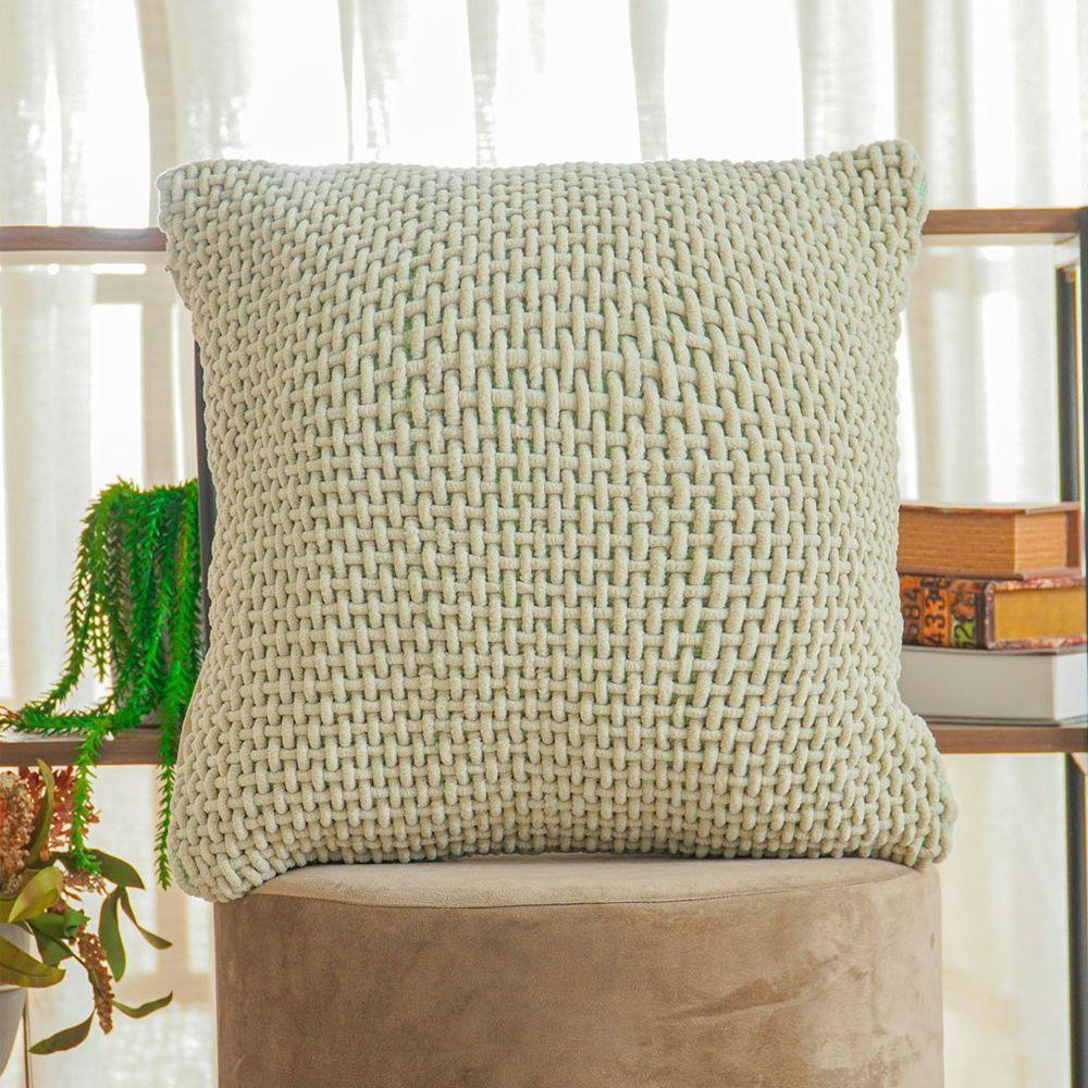 Capa De Almofada Trama New Decorativa 45x45cm 90% Algodão Verde Alfafa - 2