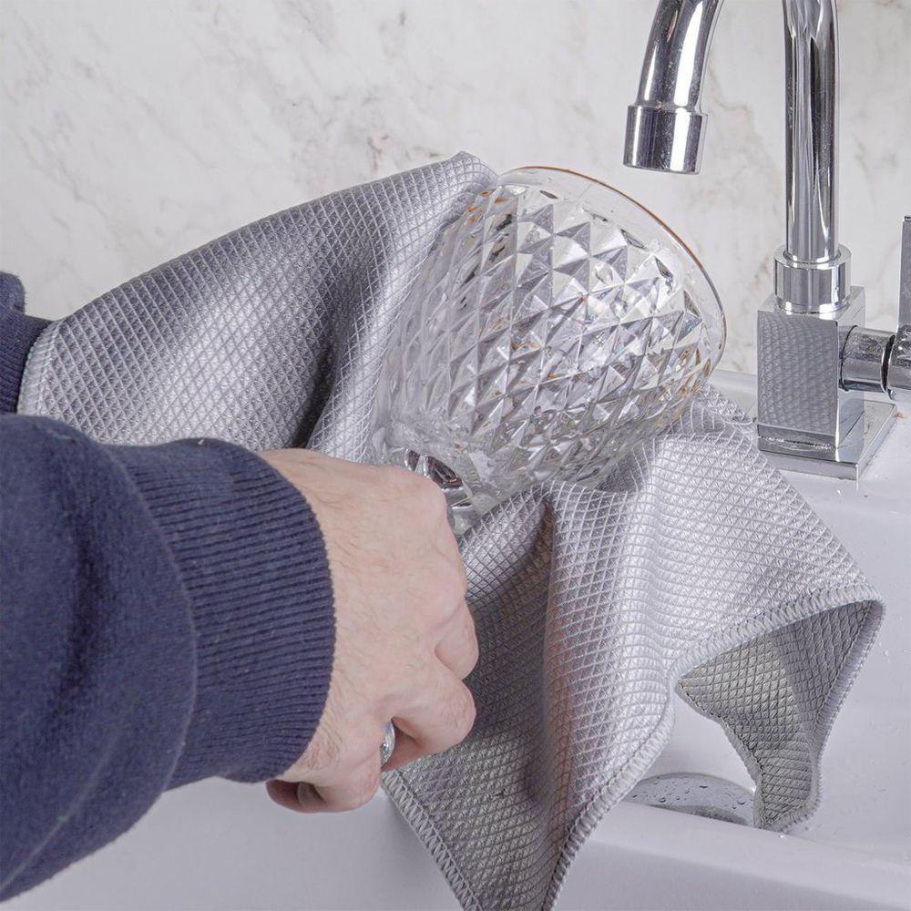 Kit 6 Pano 35x35cm Espinha De Peixe Microfibra Super Absorção Panosul - 5