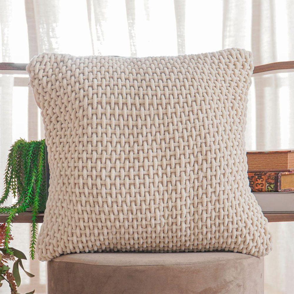 Capa De Almofada Trama New Decorativa 45x45cm 90% Algodão Amendoa - 2