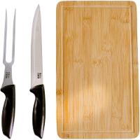 Jogo De Faca E Garfo Com Tabua Para Churrasco Preto - 1