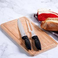 Jogo De Faca E Garfo Com Tabua Para Churrasco Preto