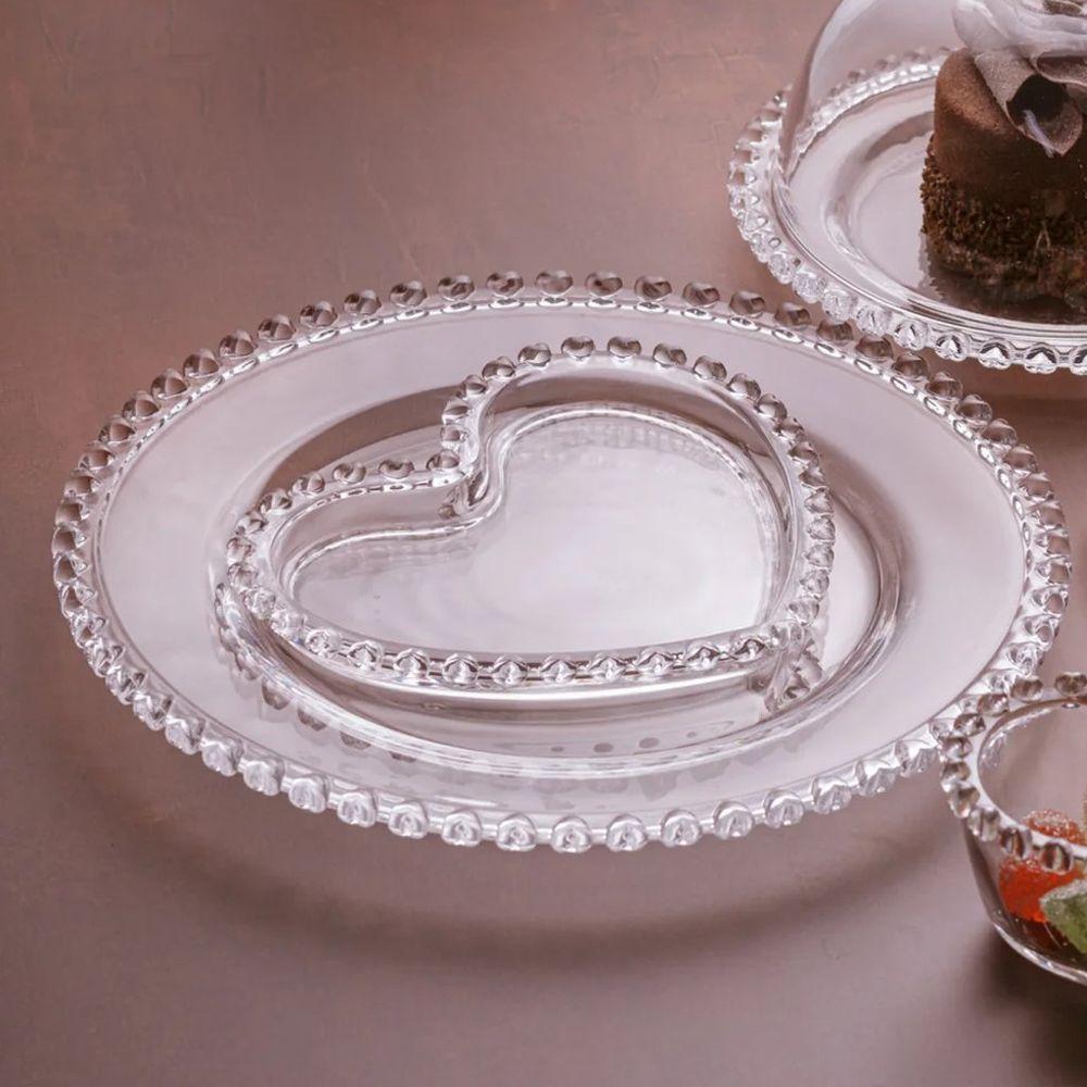 Prato Sobremesa Cristal Lyor Coração 18x15,5x2cm - 6