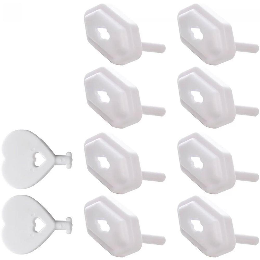 Conjunto 8 Protetores Para Tomada Lyor Com 2 Chaves 3x2x1,5cm Branco - 1