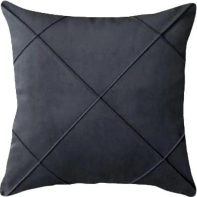 Capa De Almofada Suede Aveludada Drapeada 45x45cm Grafite