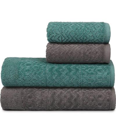 Jogo De Toalha 4 Pçs Atlântica Loft 100% Algodão 420 G-m² Cinza-verde
