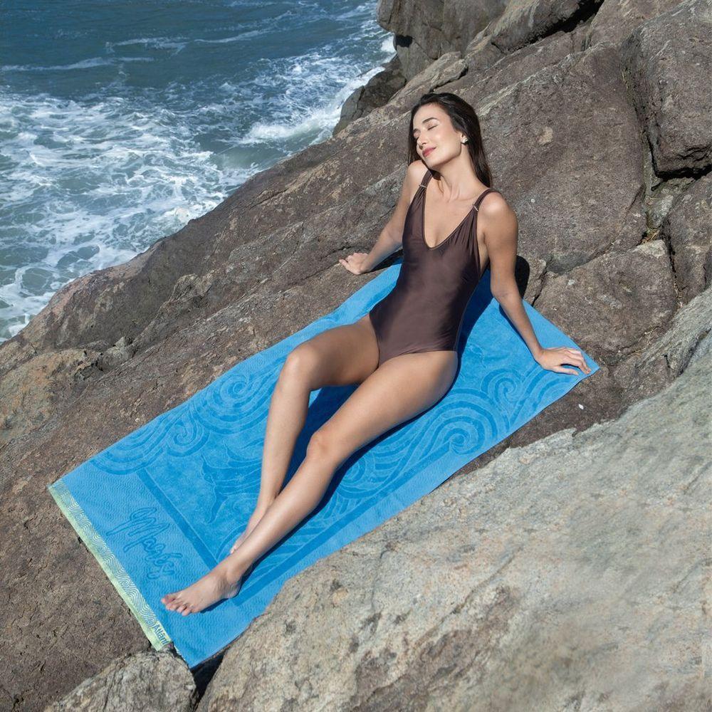 Toalha De Praia Atlântica Marés 100% Algodão 440 G-m² 80x150cm Azul Tranquilo - 5