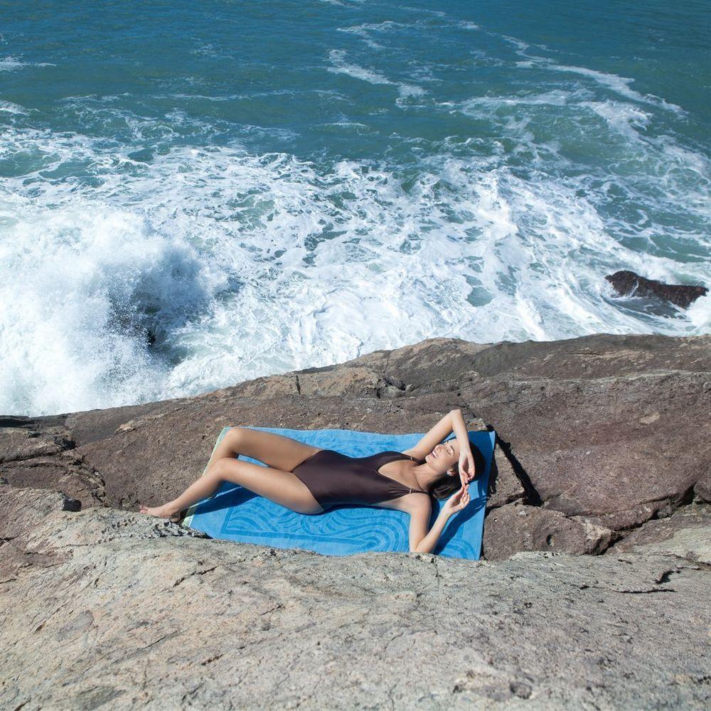 Toalha De Praia Atlântica Marés 100% Algodão 440 G-m² 80x150cm Azul Tranquilo - 7