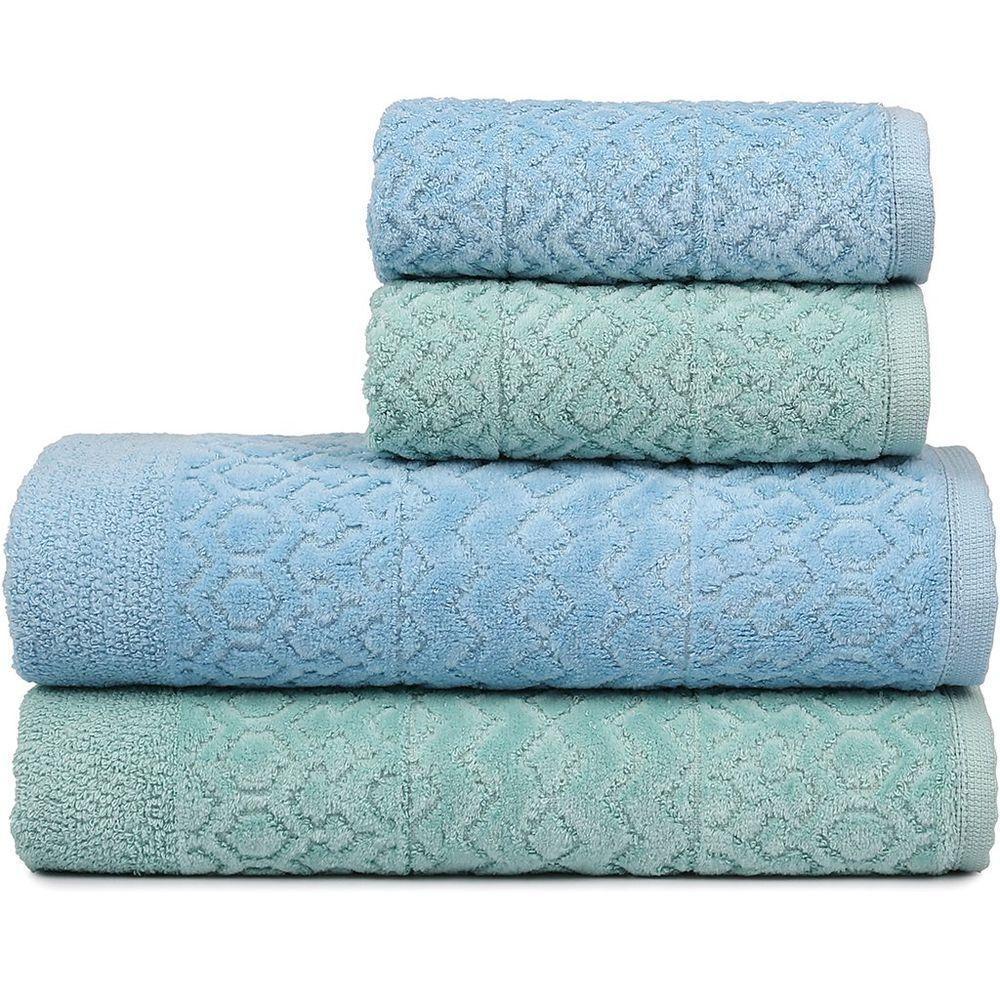 Jogo De Toalha 4 Pçs Atlântica Loft 100% Algodão 420 G-m² Azul Oceano-verde - 1