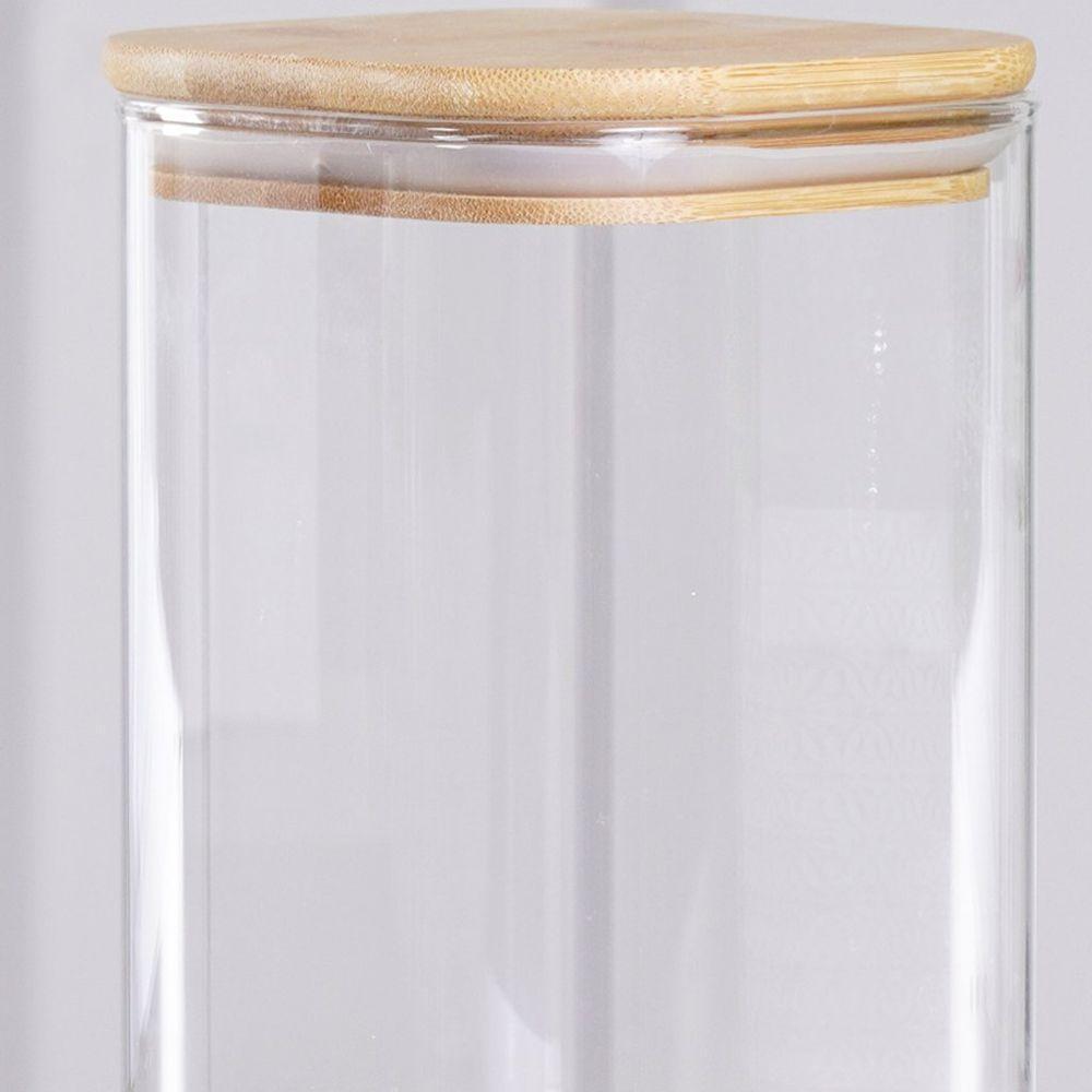 Pote De Vidro Com Tampa De Bambu Quadrado 500ml 10,5x10cm - 3