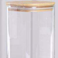 Pote De Vidro Com Tampa De Bambu Quadrado 500ml 10,5x10cm - 3