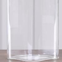 Pote De Vidro Com Tampa De Bambu Quadrado 500ml 10,5x10cm