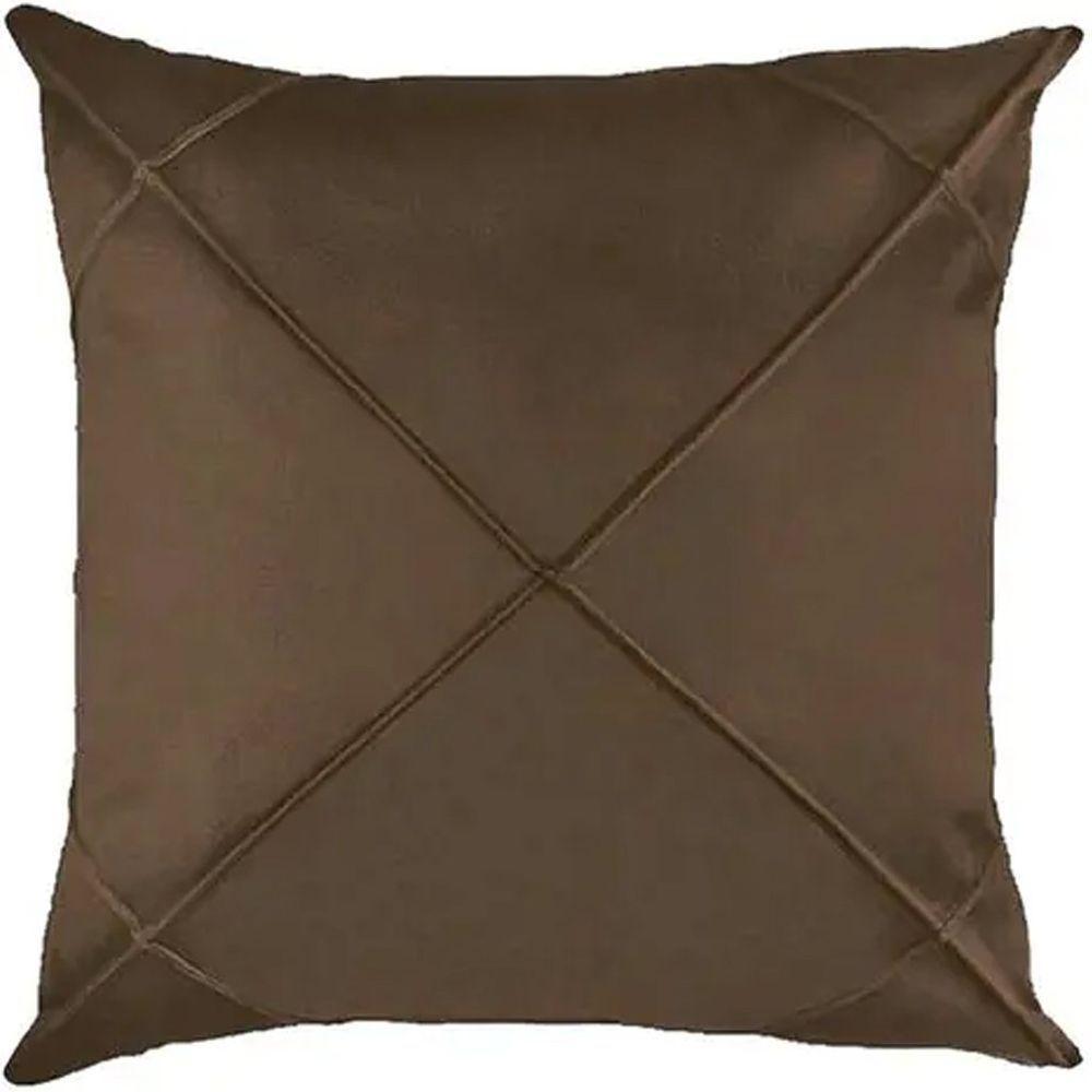 Capa De Almofada Suede Aveludada Drapeada 45x45cm Tabaco - 1