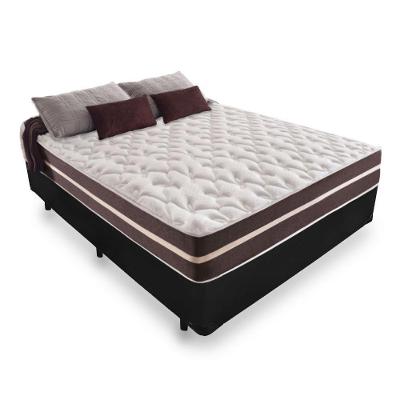 Cama Box Casal 138 Tecido Sintético Preto Com Colchão Little Angel - Bello Box - Mola Superlastic 62x138x188