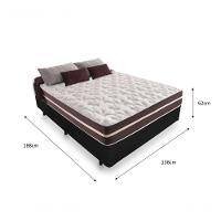 Cama Box Casal 138 Tecido Sintético Preto Com Colchão Little Angel - Bello Box - Mola Superlastic 62x138x188 - 2