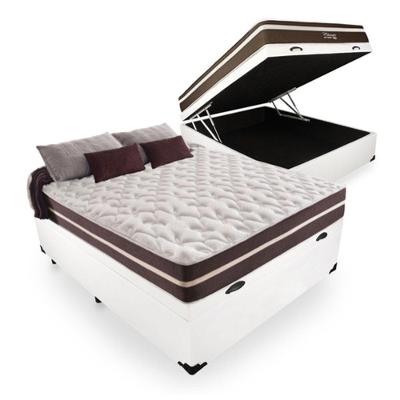 Cama Box Baú Viúva 128 Tecido Sintético Branco Com Colchão Little Angel - Bello Box - Mola Superlastic 62x128x188cm