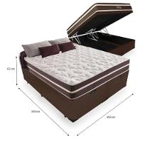 Cama Box Baú King 193 Tecido Sintético Marrom Com Colchão Little Angel - Bello Box - Mola Superlastic 62x193x203cm - 2