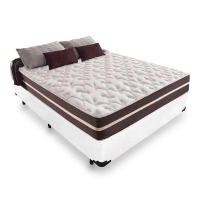 Cama Box Casal 138 Tecido Sintético Branco Com Colchão Little Angel Mola Superlastic 62x138x188