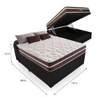 Cama Box Baú Viúva 128 Tecido Sintético Preto Com Colchão Little Angel - Bello Box - Mola Superlastic 62x128x188cm - 2